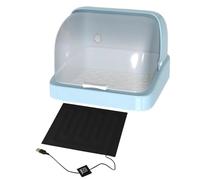 Brooder Box Chicks, Chicken Brooder Warmer, 30x26x22cm, 3 Temperature Adjustable Nesting, Heating Pad for Baby Parrots, Ducklings, USB Powered, PP Material, Green, Blue