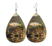 Brook Trout Fly Fishing Boucles d'oreilles en cuir pour femme - Boucles d'oreilles pendantes en forme de larme, parfaites pour les fêtes et accessoires de costume, taille unique, cuir, sans pierre