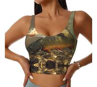 Brook Trout Fly Fishing Gilet de sport pour femme Sous-vêtements pour femme Convient pour le fitness et les loisirs, Noir , XXL