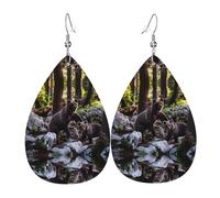 Brook Trout Fly Fishing Print Leather Dangle Earrings for Women - Boucles d'oreilles pendantes légères en forme de larme, taille unique, Cuir