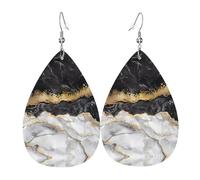 Brook Trout Fly Fishing Print Leather Dangle Earrings for Women - Boucles d'oreilles pendantes légères en forme de larme, taille unique, Cuir