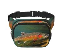 Brook Trout Sac banane pour la pêche à la mouche pour femme - Imperméable et réglable - Sac banane tendance et décontracté pour la course à pied, l'entraînement, la randonnée, les voyages, noir,