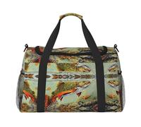 Brook Trout Sac de voyage pour pêche à la mouche pour homme et femme, sac fourre-tout en polyester imprimé avec bandoulière, Noir , Taille unique