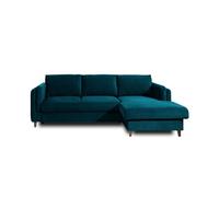 Brooke - canapé d'angle convertible - avec coffre - 4 places - style contemporain - droit - Bleu canard