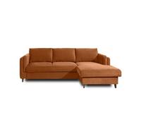 Brooke - canapé d'angle convertible - avec coffre - 4 places - style contemporain - droit - Rouille