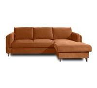 Brooke - canapé d'angle droit - convertible avec coffre - 4 places - en velours - Rouille