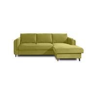 Brooke - canapé d'angle convertible - avec coffre - 4 places - style contemporain - droit - Vert Olive