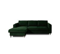 Brooke - canapé d'angle convertible - avec coffre - 4 places - style contemporain - gauche - Vert