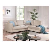 Lisa Design - Brooke - canapé d'angle Droit - Convertible - 5 Places - en Velours, Beige