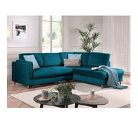 Brooke - canapé d'angle droit - convertible - 5 places - en velours - Bleu canard