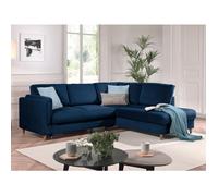 Brooke - canapé d'angle droit - convertible - 5 places - en velours - Bleu nuit Bleu nuit