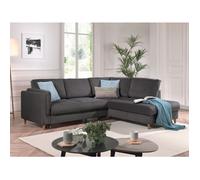 Brooke - canapé d'angle droit - convertible - 5 places - en velours - Gris foncé