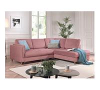 Brooke - canapé d'angle droit - convertible - 5 places - en velours - Rose