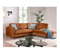 Brooke - canapé d'angle droit - convertible - 5 places - en velours - Rouille