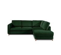 Brooke - canapé d'angle droit - convertible - 5 places - en velours - Vert