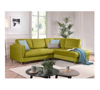 Brooke - canapé d'angle droit - convertible - 5 places - en velours - Vert Olive