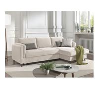 Brooke - canapé d'angle convertible - avec coffre - 4 places - style contemporain - droit - Beige Beige G