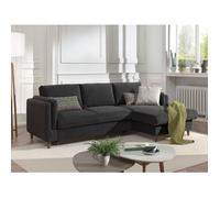 Brooke - canapé d'angle droit - convertible avec coffre - 4 places - en velours - Gris foncé