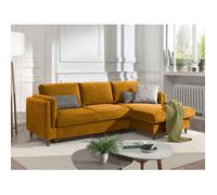 Brooke - canapé d'angle droit - convertible avec coffre - 4 places - en velours - Jaune