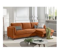 Brooke - canapé d'angle convertible - avec coffre - 4 places - style contemporain - droit - Rouille