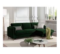 Brooke - canapé d'angle convertible - avec coffre - 4 places - style contemporain - droit - Vert