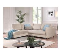 Brooke - canapé d'angle gauche - convertible - 5 places - en velours - Beige