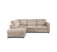 Brooke - canapé d'angle gauche - convertible - 5 places - en velours - Beige