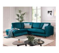 Brooke - canapé d'angle gauche - convertible - 5 places - en velours - Bleu canard Bleu canard
