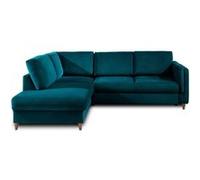 Brooke - canapé d'angle gauche - convertible - 5 places - en velours - Bleu canard