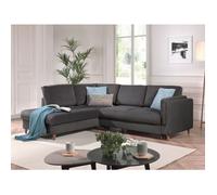 Brooke - canapé d'angle gauche - convertible - 5 places - en velours - Gris foncé