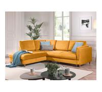 Brooke - canapé d'angle gauche - convertible - 5 places - en velours - Jaune Jaune