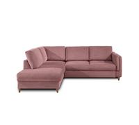 Brooke - canapé d'angle gauche - convertible - 5 places - en velours - Rose