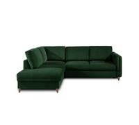 Brooke - canapé d'angle gauche - convertible - 5 places - en velours - Vert