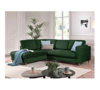 Brooke - canapé d'angle gauche - convertible - 5 places - en velours - Vert Vert
