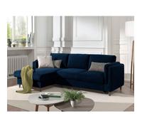 Brooke - canapé d'angle gauche - convertible avec coffre - 4 places - en velours - Bleu nuit
