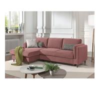 Brooke - canapé d'angle gauche - convertible avec coffre - 4 places - en velours - Rose
