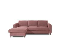 Brooke - canapé d'angle gauche - convertible avec coffre - 4 places - en velours - Rose