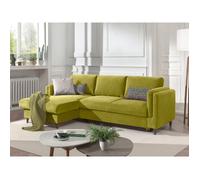 Brooke - canapé d'angle gauche - convertible avec coffre - 4 places - en velours - Vert Olive