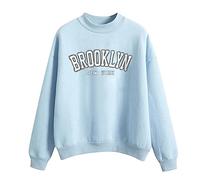 Brooklyb New York Chandails grande taille pour femmes, chandails sans capuche, manches longues, col rond, tenues mignonnes 2024 cool Workou Mode gothique, coupe ample, anime mignon sweatshirts Y2K,