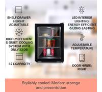 Brooklyn 42 Mini-réfrigérateur porte vitrée compartiments LED F