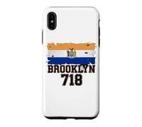 Brooklyn 718 Drapeau de Code régional NYC Borough Pride Grunge Coque pour iPhone XS Max