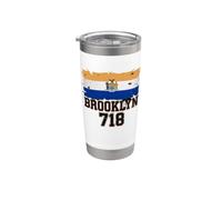 Brooklyn 718 Drapeau de code régional NYC Borough Pride Grunge Gobelet isotherme en acier inoxydable double paroi