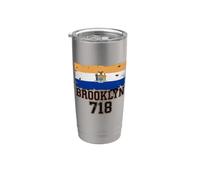 Brooklyn 718 Drapeau de code régional NYC Borough Pride Grunge Gobelet isotherme en acier inoxydable double paroi