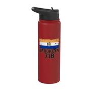 Brooklyn 718 Drapeau de code régional NYC Borough Pride Grunge Stainless Steel Insulated Water Bottle