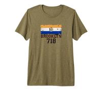 Brooklyn 718 Drapeau de Code régional NYC Borough Pride Grunge T-Shirt Haut de Gamme