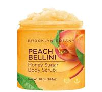 Brooklyn Botany Peach Bellini Gommage au sucre au miel pour le corps 283 g - Gommage corporel hydratant et exfoliant en douceur pour homme et femme - Hydratant et nourrissant la peau