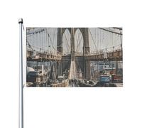 Brooklyn Bridge Drapeau de jardin de bienvenue 90 x 150 cm Ne se décolore pas Double face Maison Yard Drapeaux d'extérieur Bannière Décoration pour cour, porche, pelouse