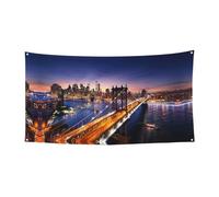 Brooklyn Bridge Impression Bannière de fêtes de vacances avec métal, panneau à suspendre pour intérieur ou extérieur, œillets, 1 paquet