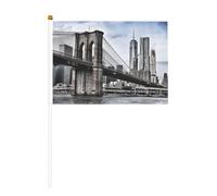 Brooklyn Bridge Lot de 6 et 10 drapeaux à agiter à la main, drapeaux à main sur bâton, pour défilés, fêtes, bars, anniversaires