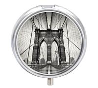 Brooklyn Bridge Mini pilulier de poche pour homme - Joli pilulier de voyage à 3 compartiments